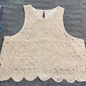 a.n.a Beige Crochet Tank Top